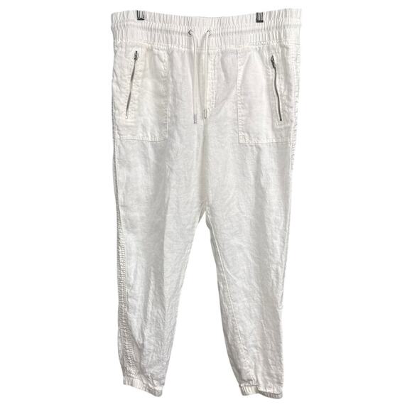 Athleta Women's Cabo Linen Joggers White LIghtweight Athleisure Summer Style - Picture 4 of 11